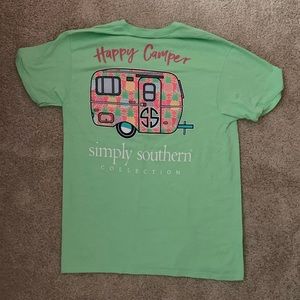 NWOT Simply Southern Happy Camper green tee!